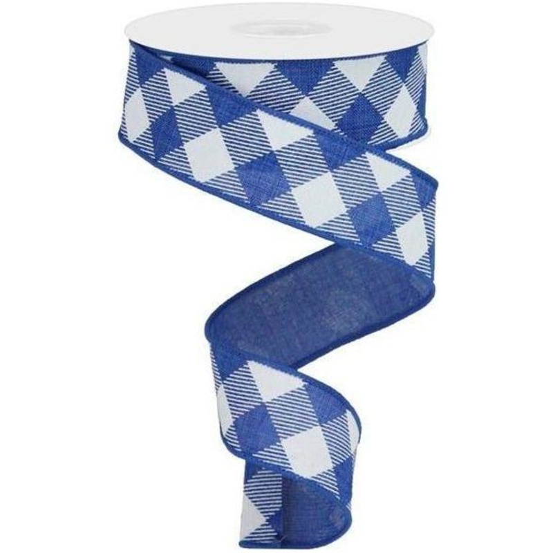 1.5″ Diagonal Check On Royal Ribbon: Royal Blue (10 Yards)