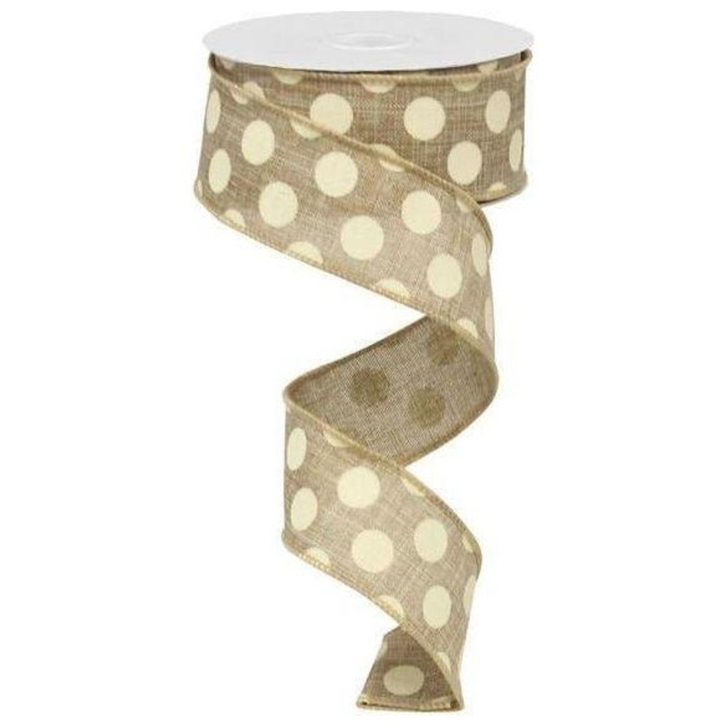 1.5″ Medium Dots Ribbon: Beige (10 Yards)