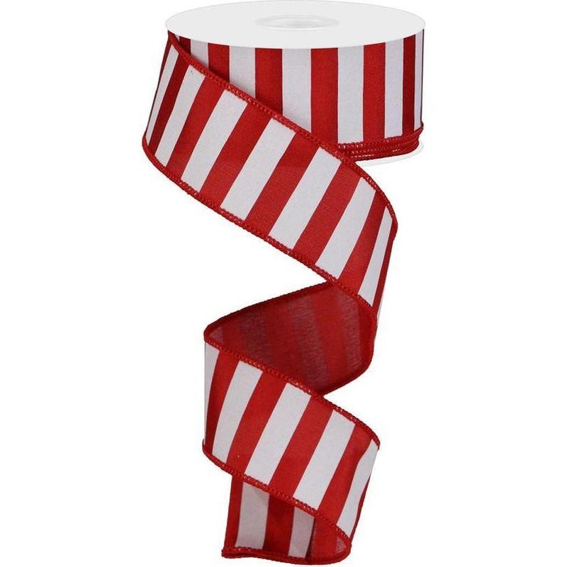 1.5″ Medium Horizontal Stripe Ribbon: Red & White (10 Yards)