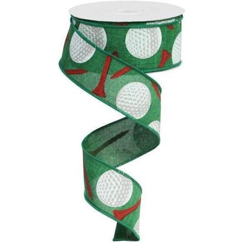 1.5″ Royal Canvas Golf Balls & Tee Ribbon: Emerald Green (10 Yards)