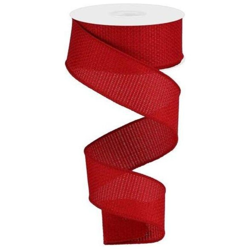 1.5″ Royal Faux Burlap Ribbon: Red (10 Yards)