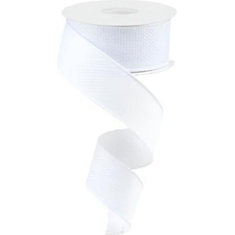 1.5″ Royal Faux Burlap Ribbon: White (10 Yards)