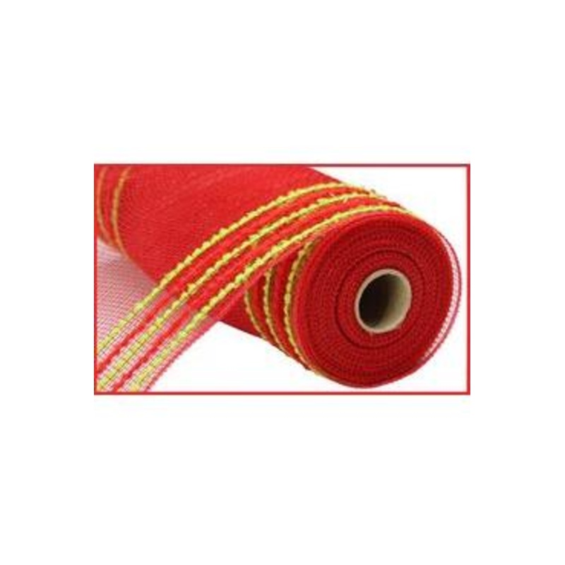 10.25″ Drift Border Mesh Ribbon: Red/Lime Green (10 Yards)