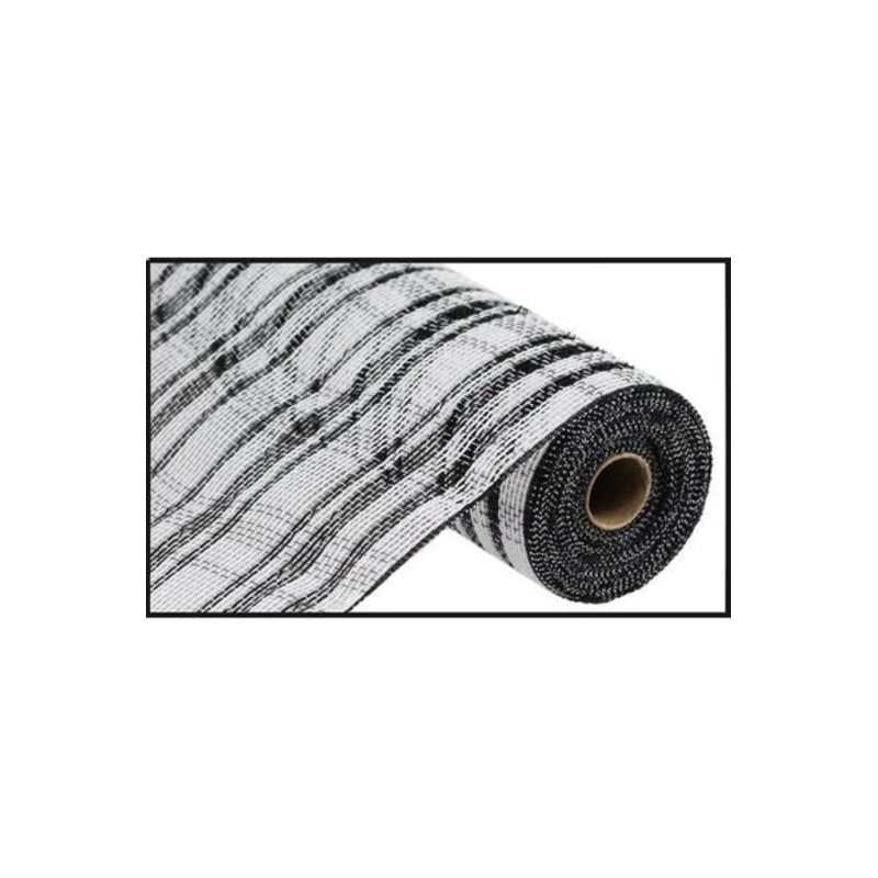 10″ Cotton Foil Check Mesh Ribbon: Black & White (10 Yards)
