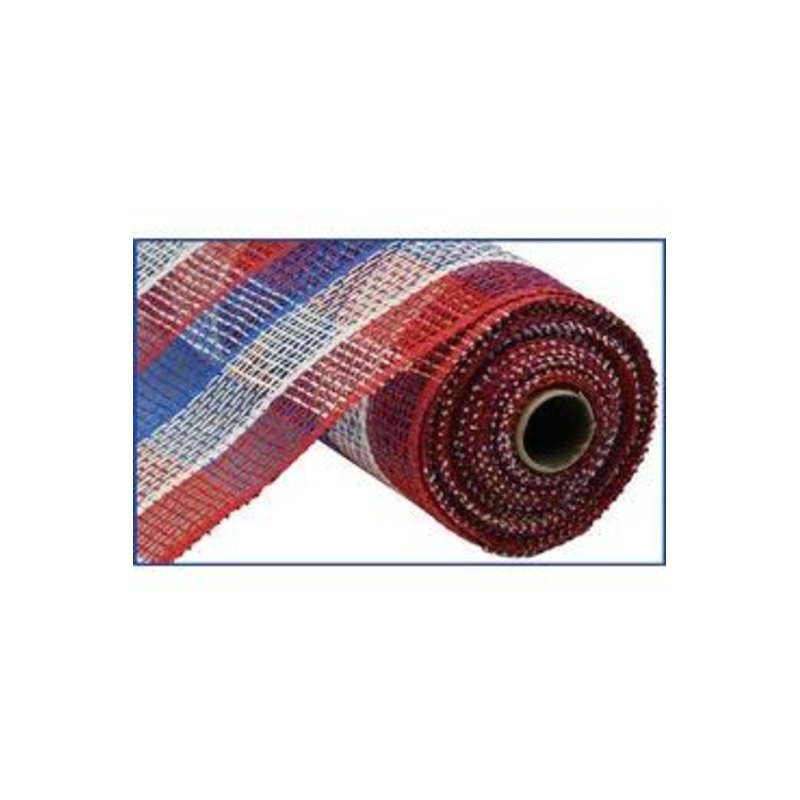 10″ Poly Burlap Check Mesh Ribbon: Patriotic