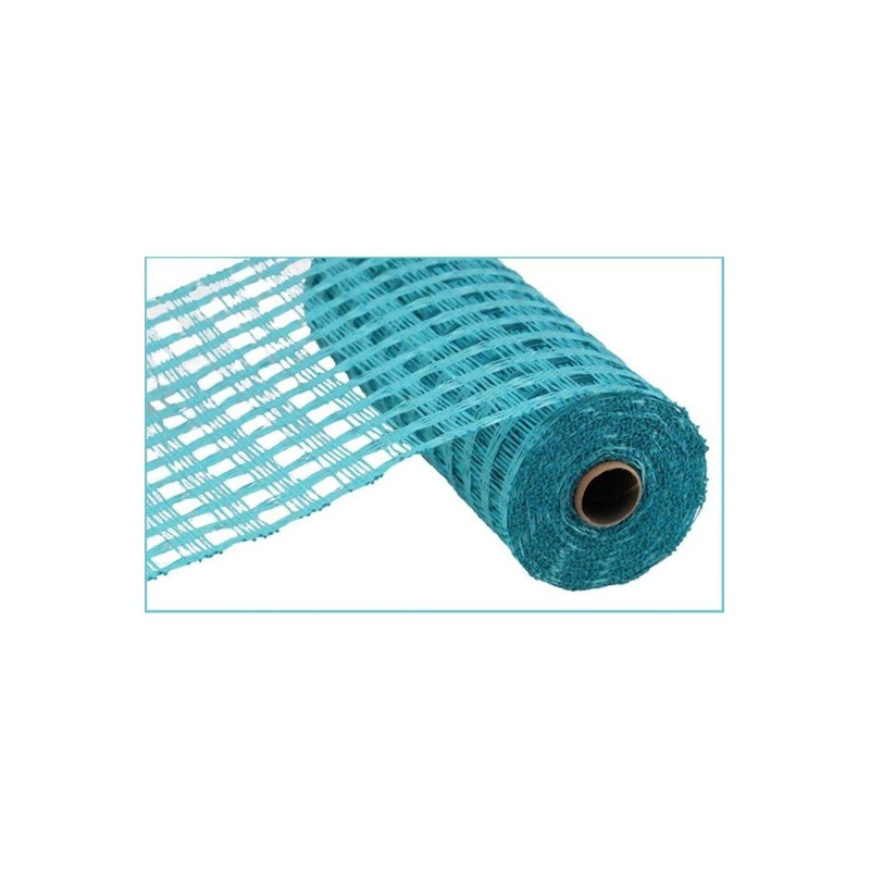 10″ Poly Burlap Check Mesh Ribbon: Turquoise (10 Yards)