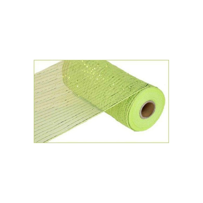 10″ Poly Deco Mesh Ribbon: Metallic Apple and Lime Green