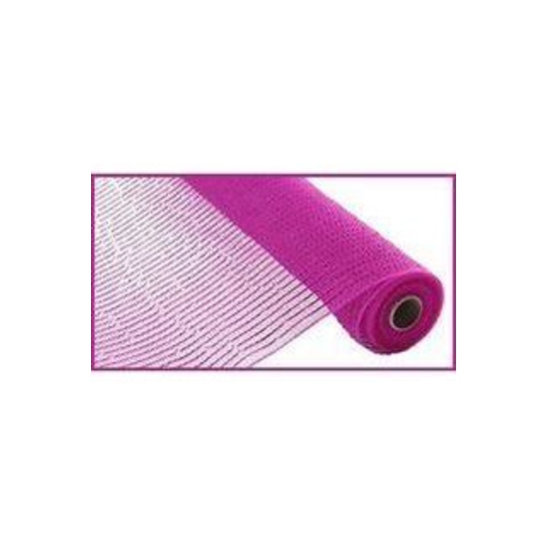 10″ Poly Deco Mesh Ribbon: Wide Foil Metallic Hot Pink