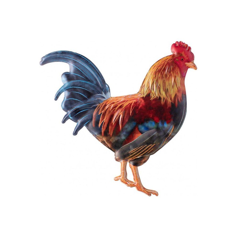 12″ Metal Rooster Hanger: Multi Color