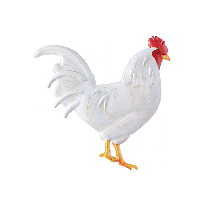12″ Metal Rooster Hanger: White