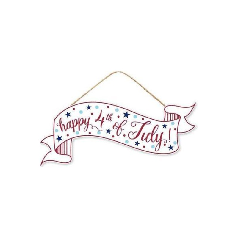 15″ Wooden Banner Sign: Happy 4th of July