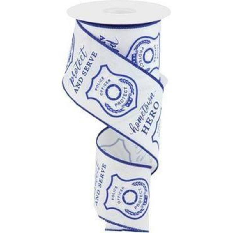 2.5″ Police Badge Ribbon: White  (10 Yards)