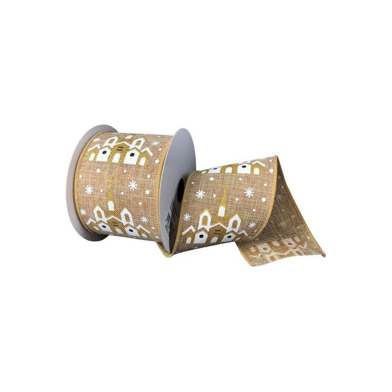 2.5″ Snowy Church Ribbon: Natural (10 Yards)