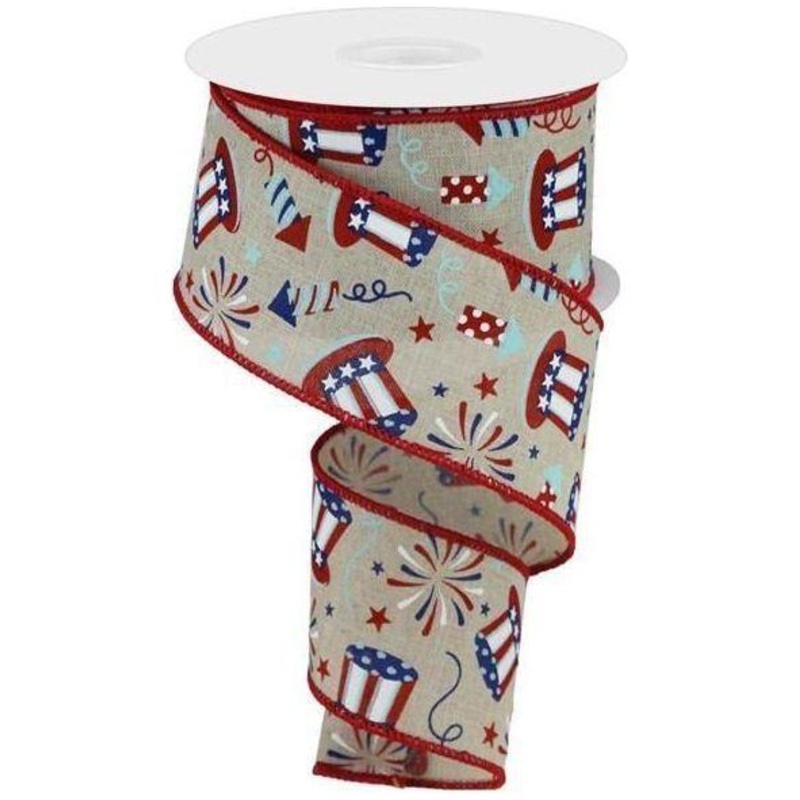2.5″ Uncle Sam Fireworks Ribbon: Natural (10 Yards)