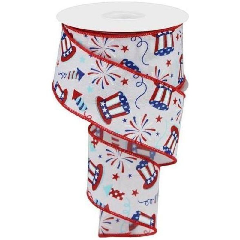 2.5″ Uncle Sam Fireworks Ribbon: White (10 Yards)