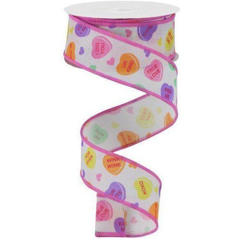 1.5″ Conversation Hearts Ribbon: Royal (10 Yards)
