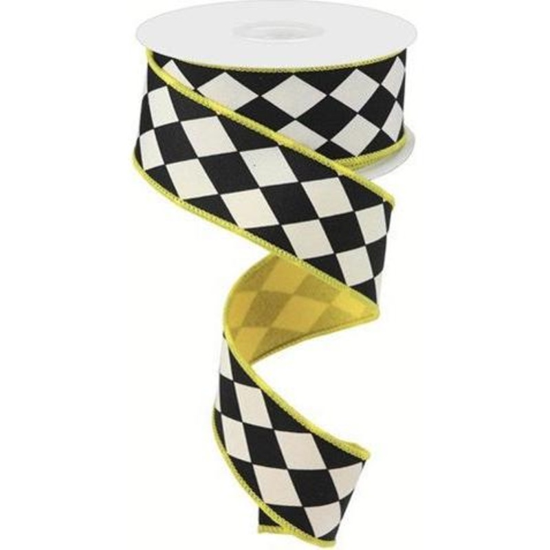 1.5″ Harlequin Dupioni Fused Back Ribbon: Yellow (10 Yards)