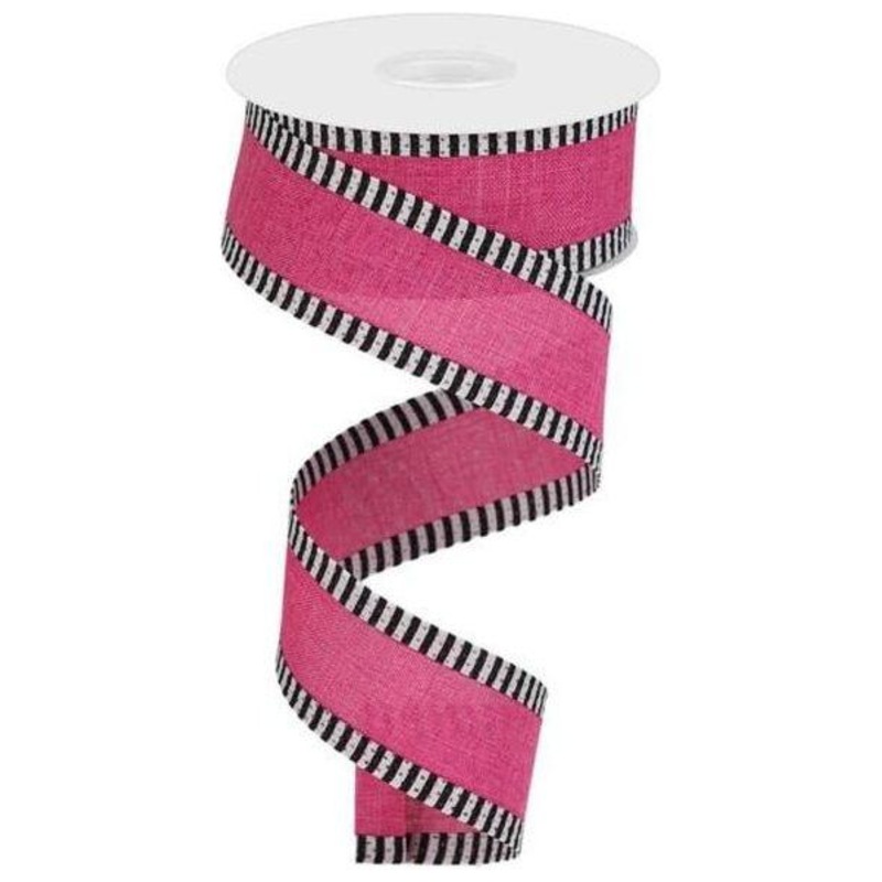 1.5″ Royal Burlap Thin Stripe Ribbon: Fuchsia (10 Yards)