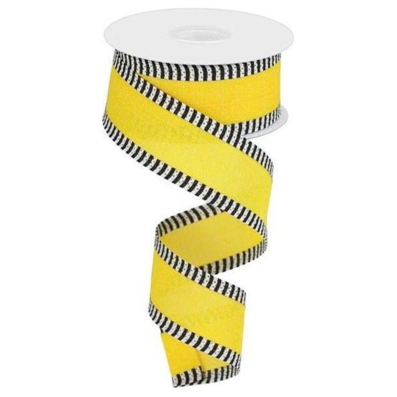 1.5″ Royal Burlap Thin Stripe Ribbon: Sun Yellow (10 Yards)