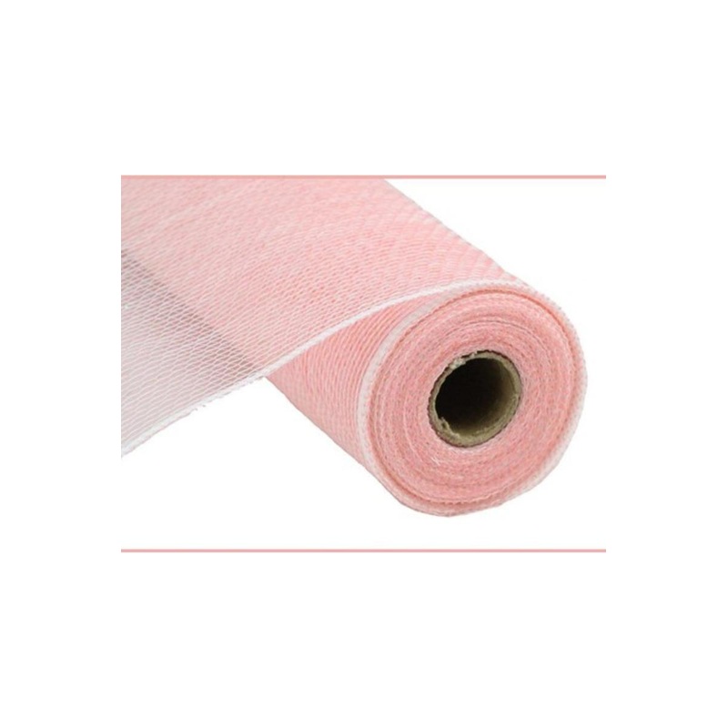 10.25″ Iridescent Foil Mesh Ribbon: Pastel Coral & White (10 Yards)