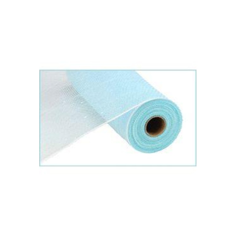 10″ Iridescent Foil Mesh Ribbon: Pastel Turquoise & White