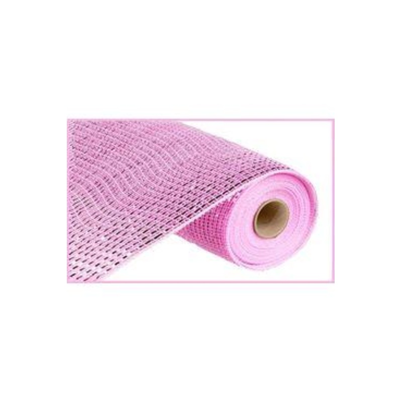 10″ Poly Mesh Ribbon: Deluxe Wide Foil Pink (10 Yards)