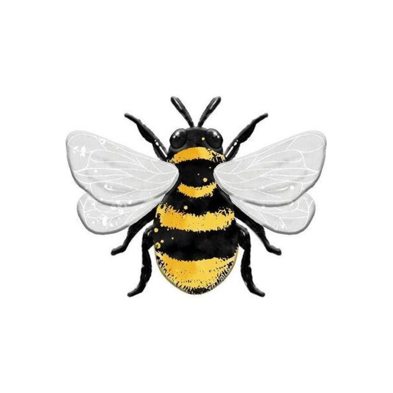 12″ Metal Embossed Bee Hanger: White
