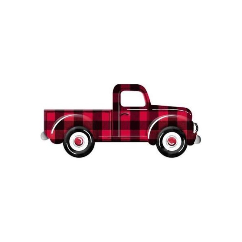 12″ Metal Embossed Truck: Red/Black Check