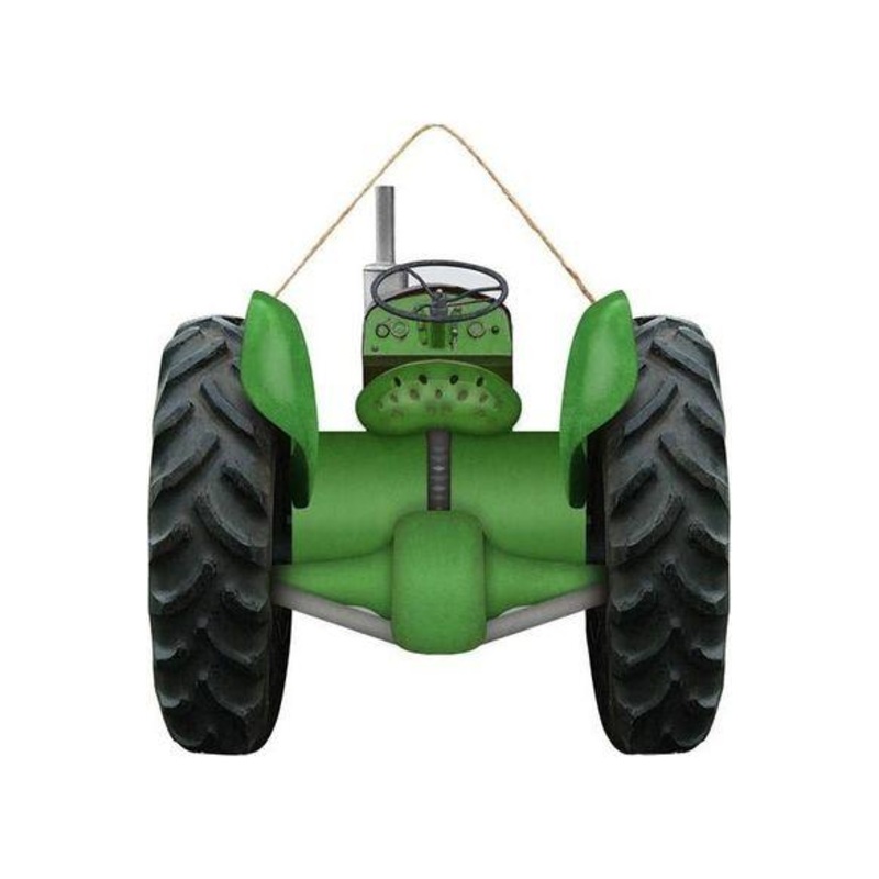 12″ Wooden Sign: Green Tractor