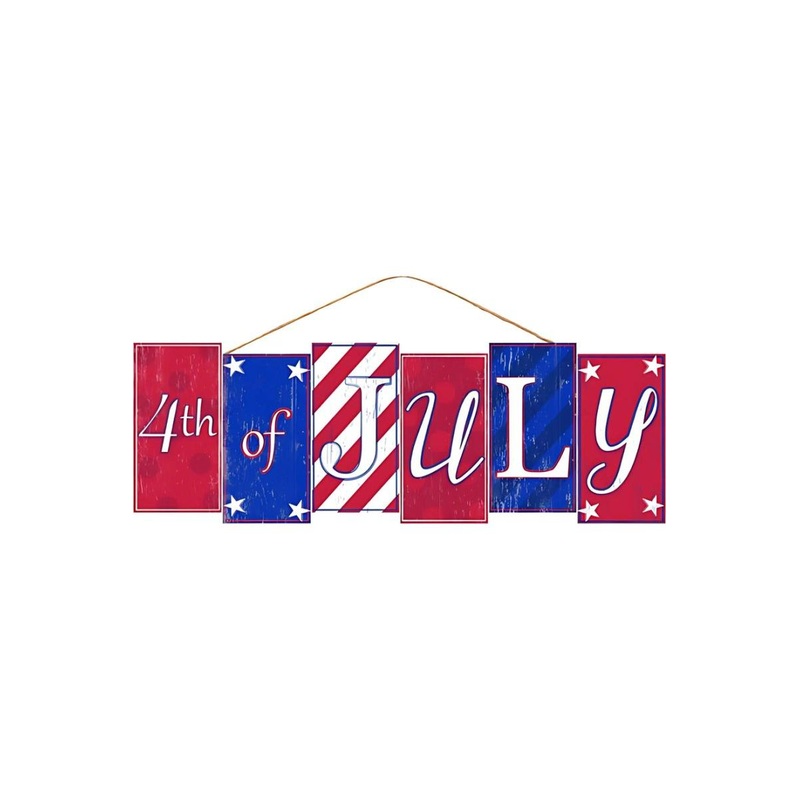 14″ Wooden Block Sign: Happy 4th of July