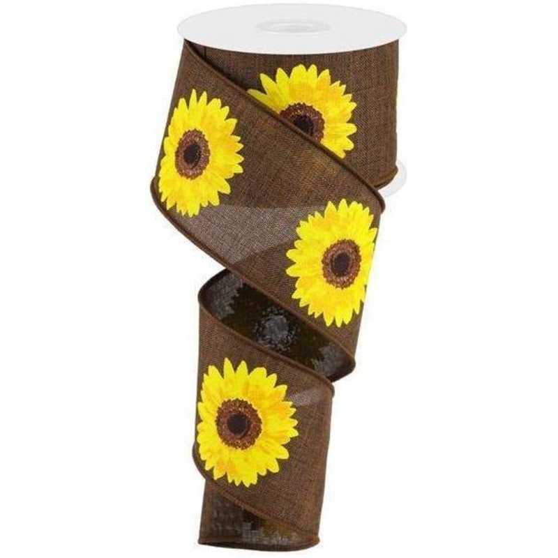 2.5″ Bold Sunflower Ribbon: Dark Brown (10 Yards)