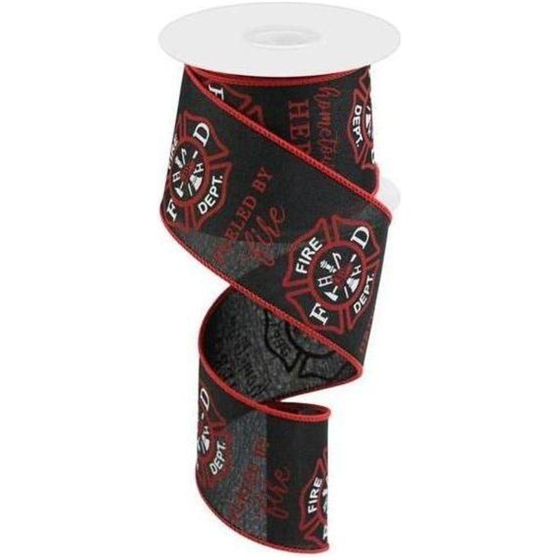2.5″ Firefighter Badge Ribbon: Black (10 Yards)
