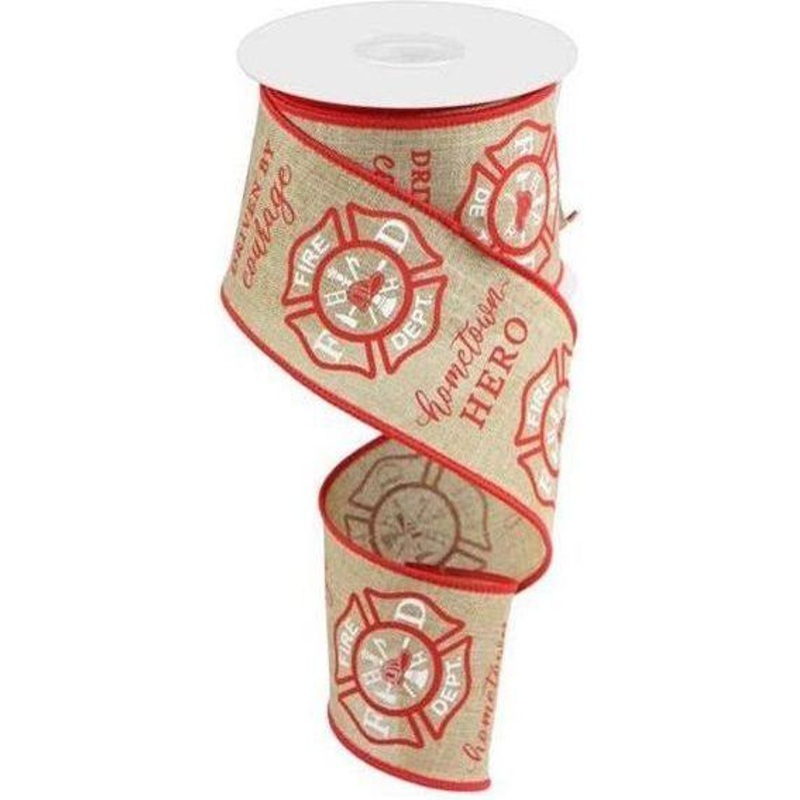 2.5″ Firefighter Badge Ribbon: Light Beige (10 Yards)