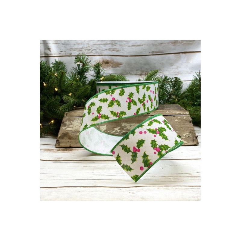 2.5″ Holly Ribbon: Red & Green (25 Yards)