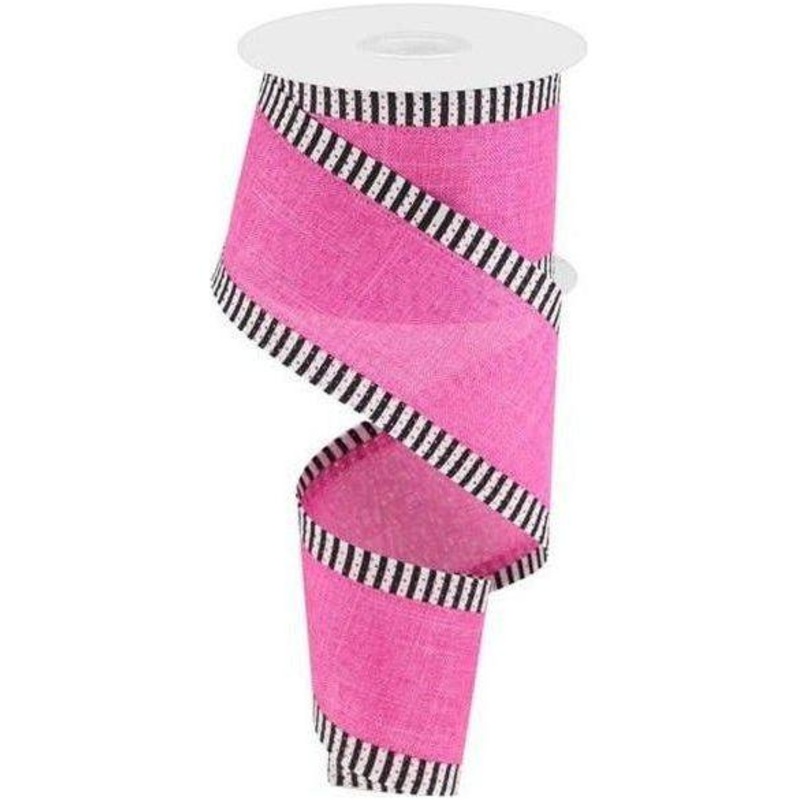 2.5″ Royal Burlap Thin Stripe Ribbon: Fuchsia (10 Yards)