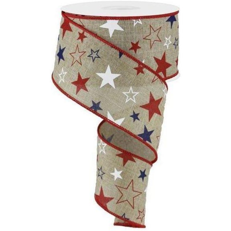 2.5″ Royal Canvas Ribbon: Patriotic Stars (10 Yards)