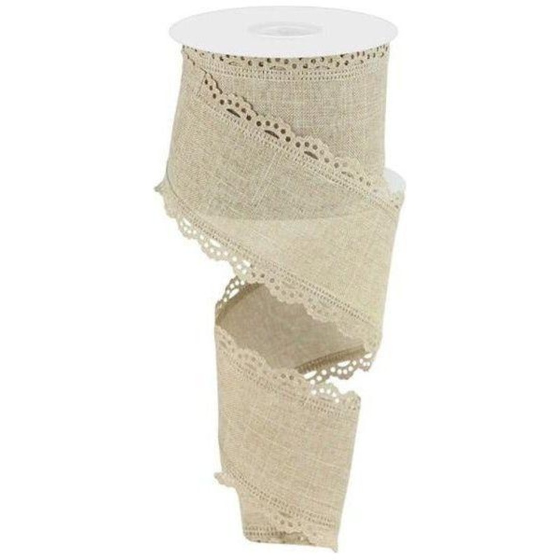2.5″ Scalloped Edge Ribbon: Buff (10 Yard)