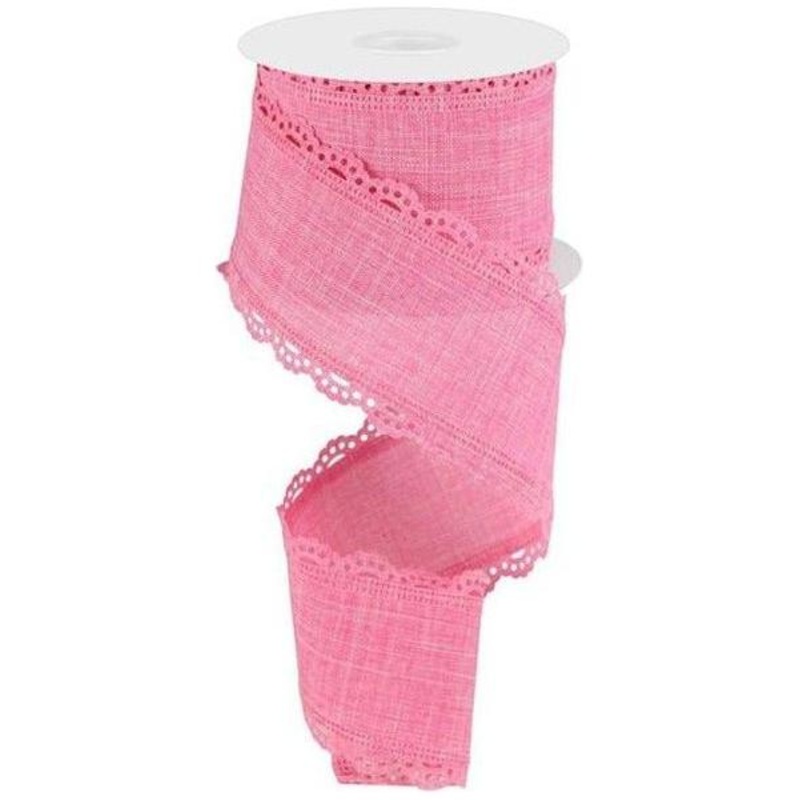 2.5″ Scalloped Edge Ribbon: Pink (10 Yard)
