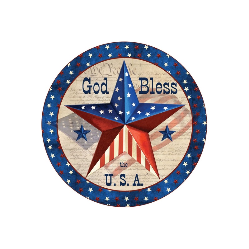 God Bless The USA Round Sign