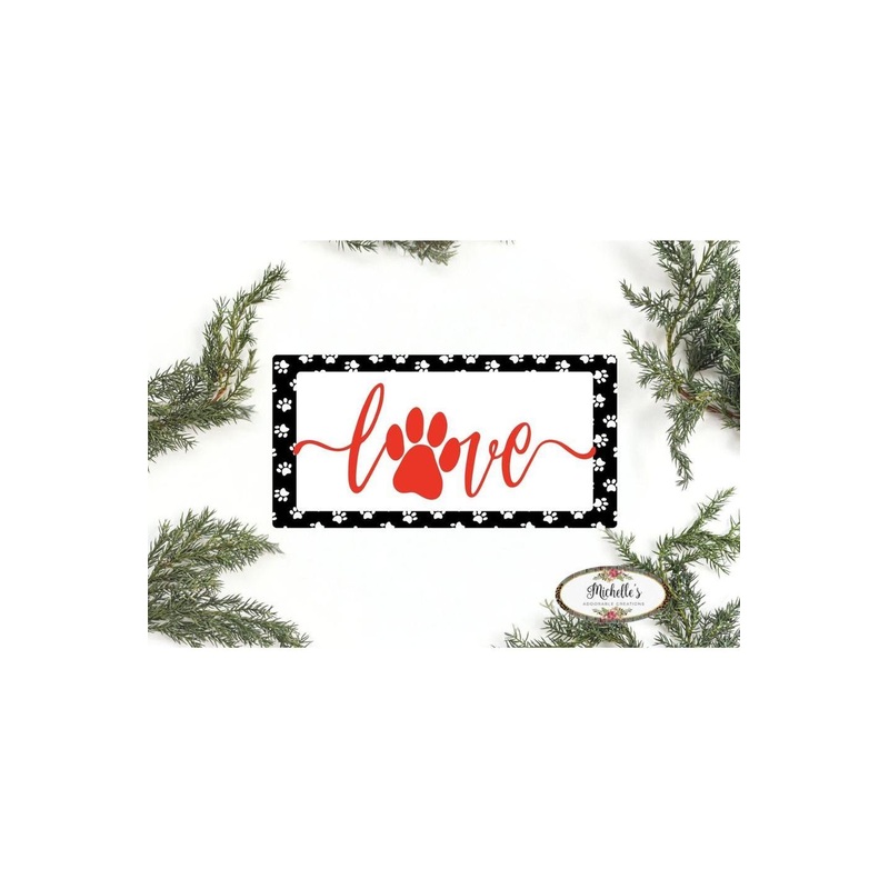 Love Paw Print Sign – Wreath Enhancement