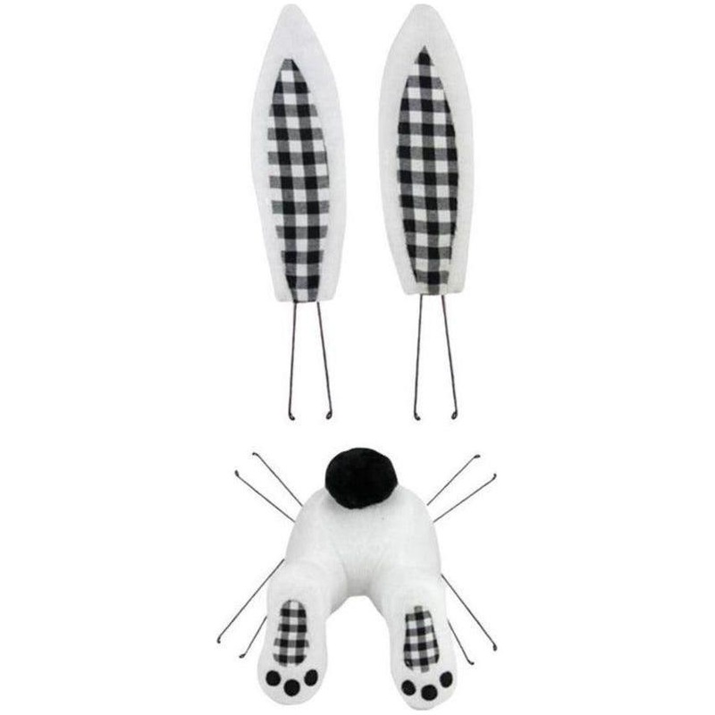 Plush Bunny Wreath Accent: Black & White