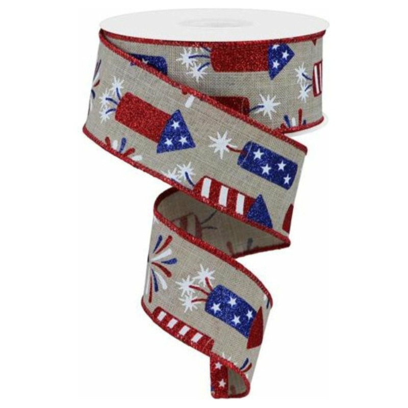 1.5″ Firecrackers Ribbon: Natural (10 Yards)