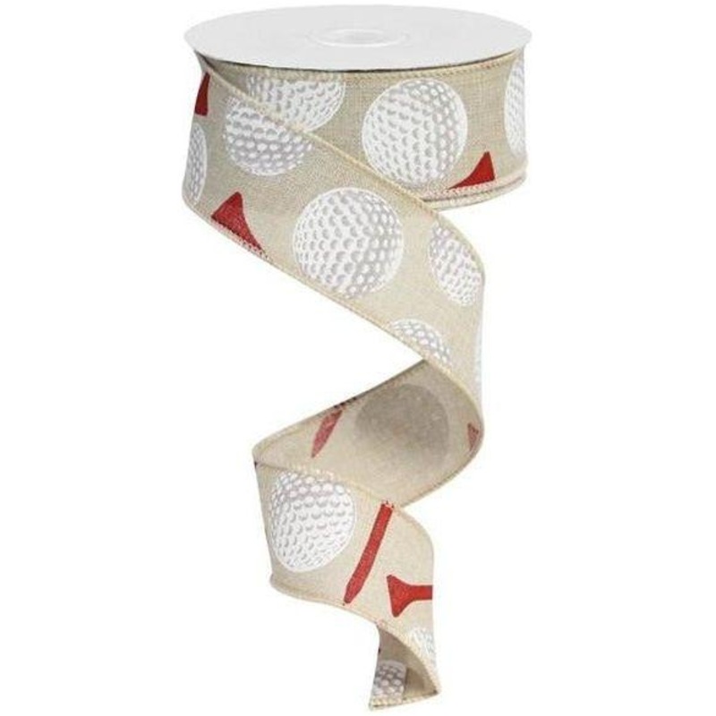 1.5″ Royal Canvas Golf Balls & Tee Ribbon: Light Natural (10 Yards)