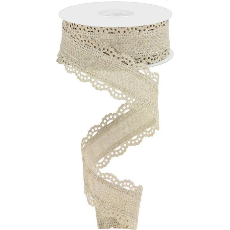 1.5″ Scalloped Edge Ribbon: Buff (10 Yard)