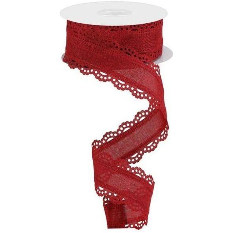 1.5″ Scalloped Edge Ribbon: Burgundy (10 Yard)