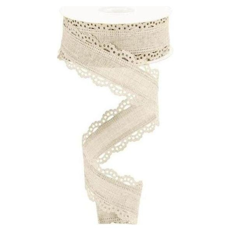 1.5″ Scalloped Edge Ribbon: Cream (10 Yard)