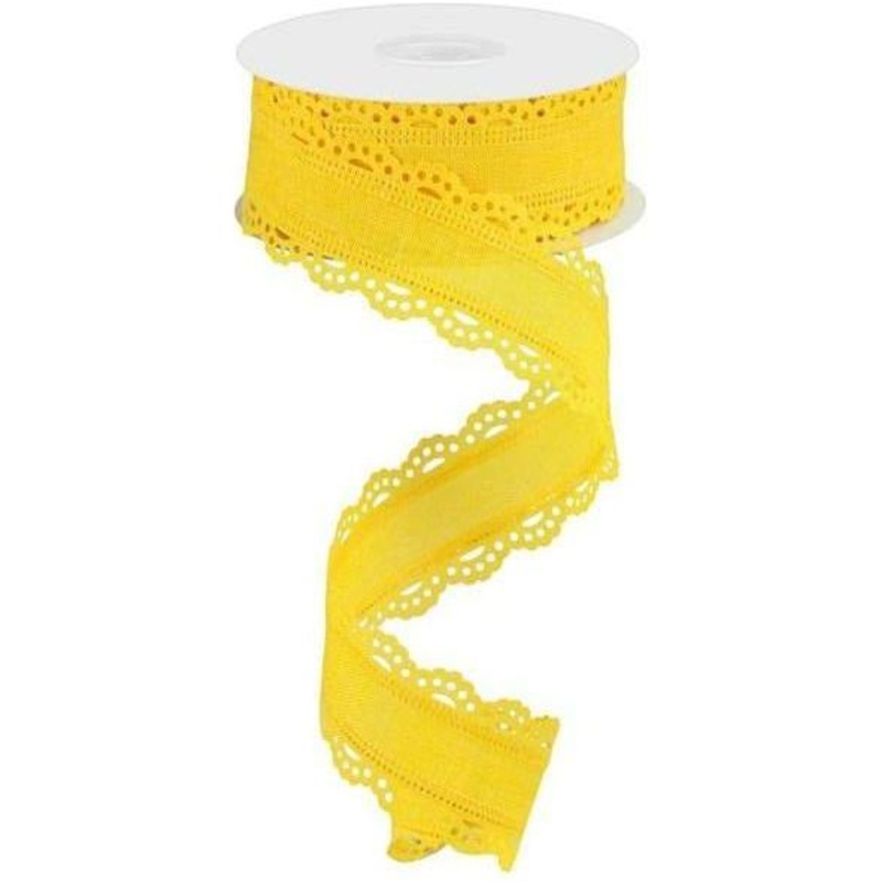 1.5″ Scalloped Edge Ribbon: Sun Yellow (10 Yard)
