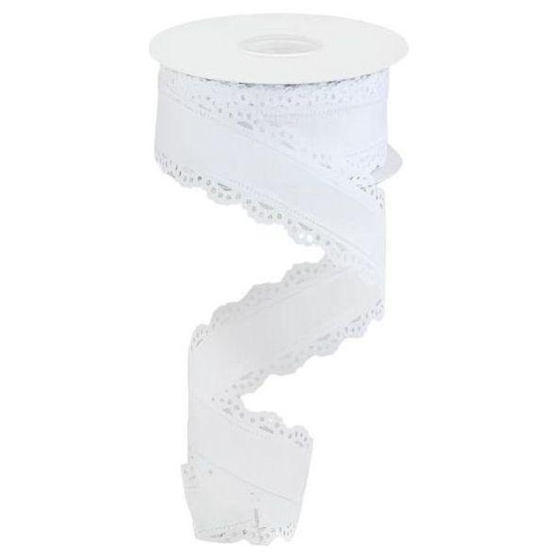 1.5″ Scalloped Edge Ribbon: White (10 Yard)