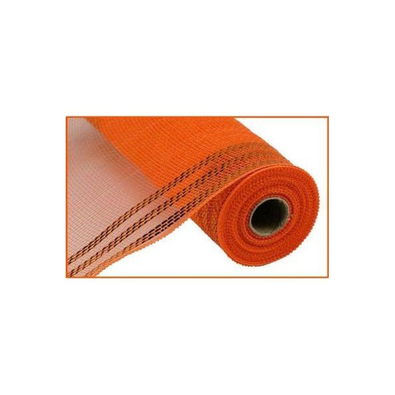 10.25″ Border Stripe Mesh Ribbon: Orange (10 Yards)