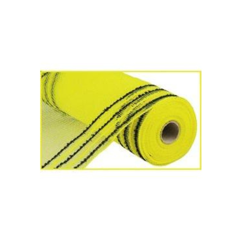 10.25″ Drift Border Mesh Ribbon: Yellow/Black (10 Yards)